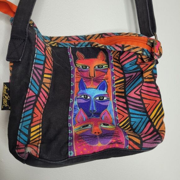 Laurel Burch stacked cat quirky multicolored crossbody cat lady purse bag - Picture 2 of 7